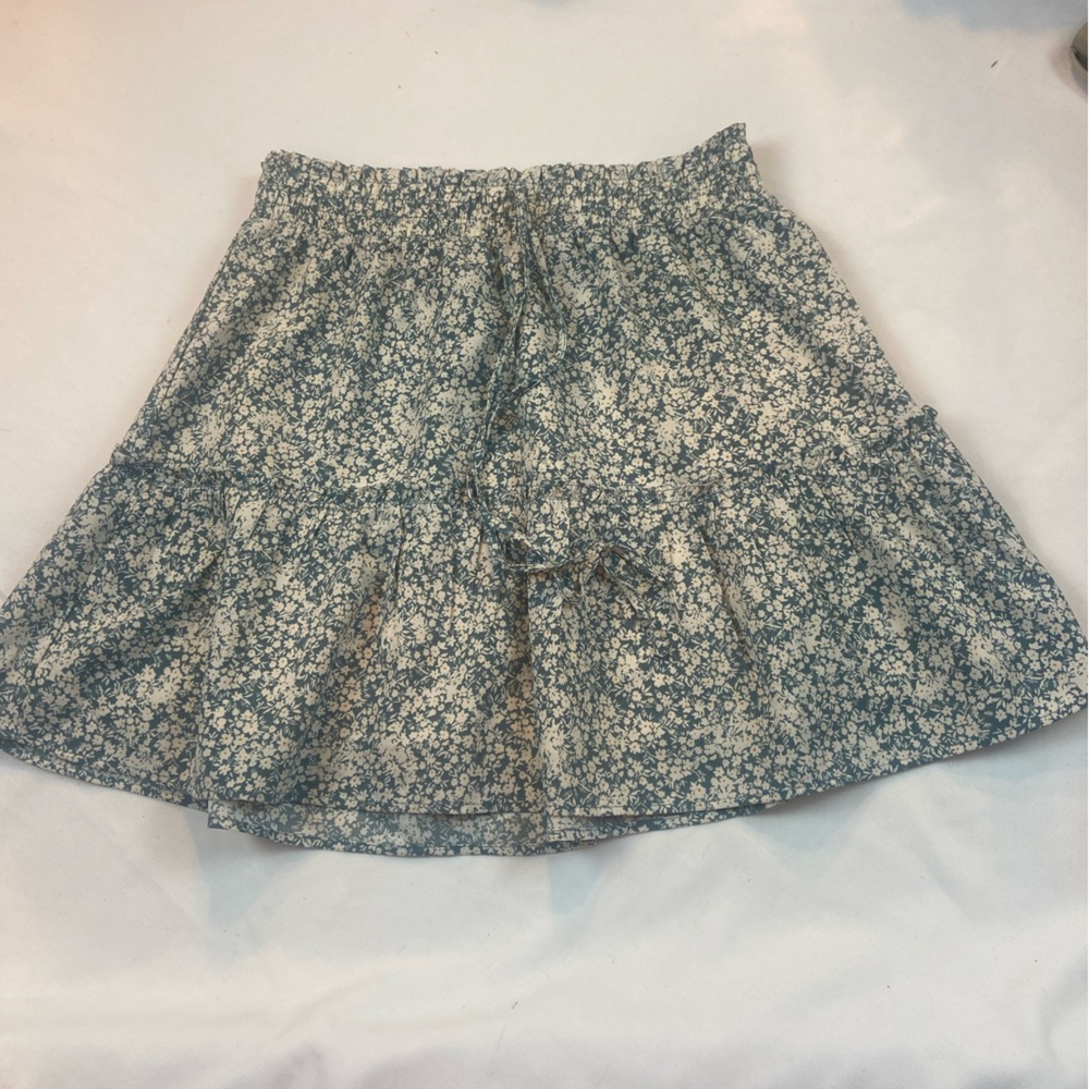 Paper Crane Blue Floral Tiered Skirt